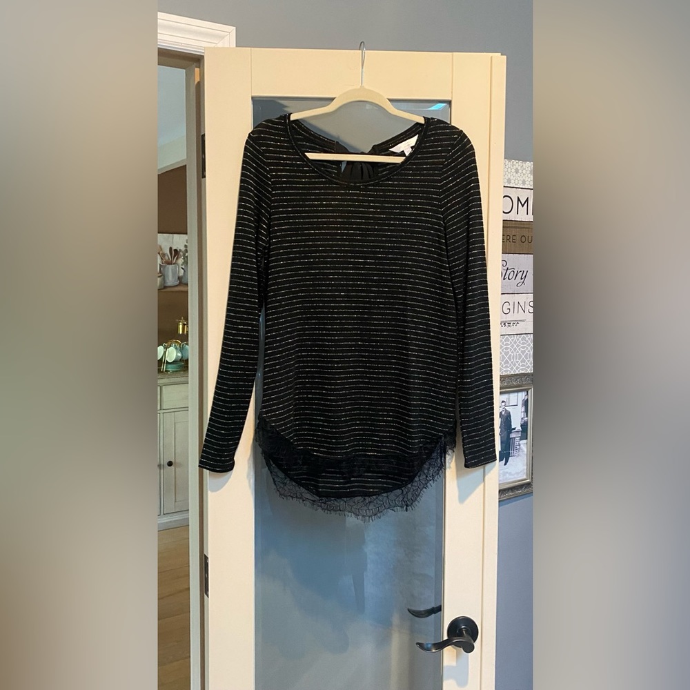 🖤NWOT Lauren Conrad Gold Striped Longsleeve Tunic